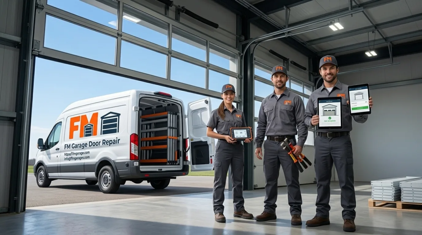 Garage door spring repair technician