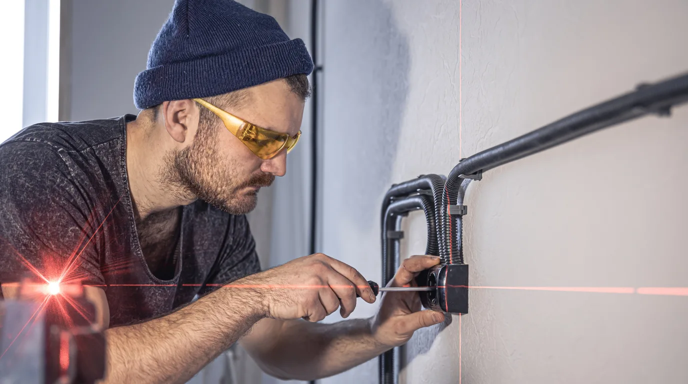 Garage door repair work in progress