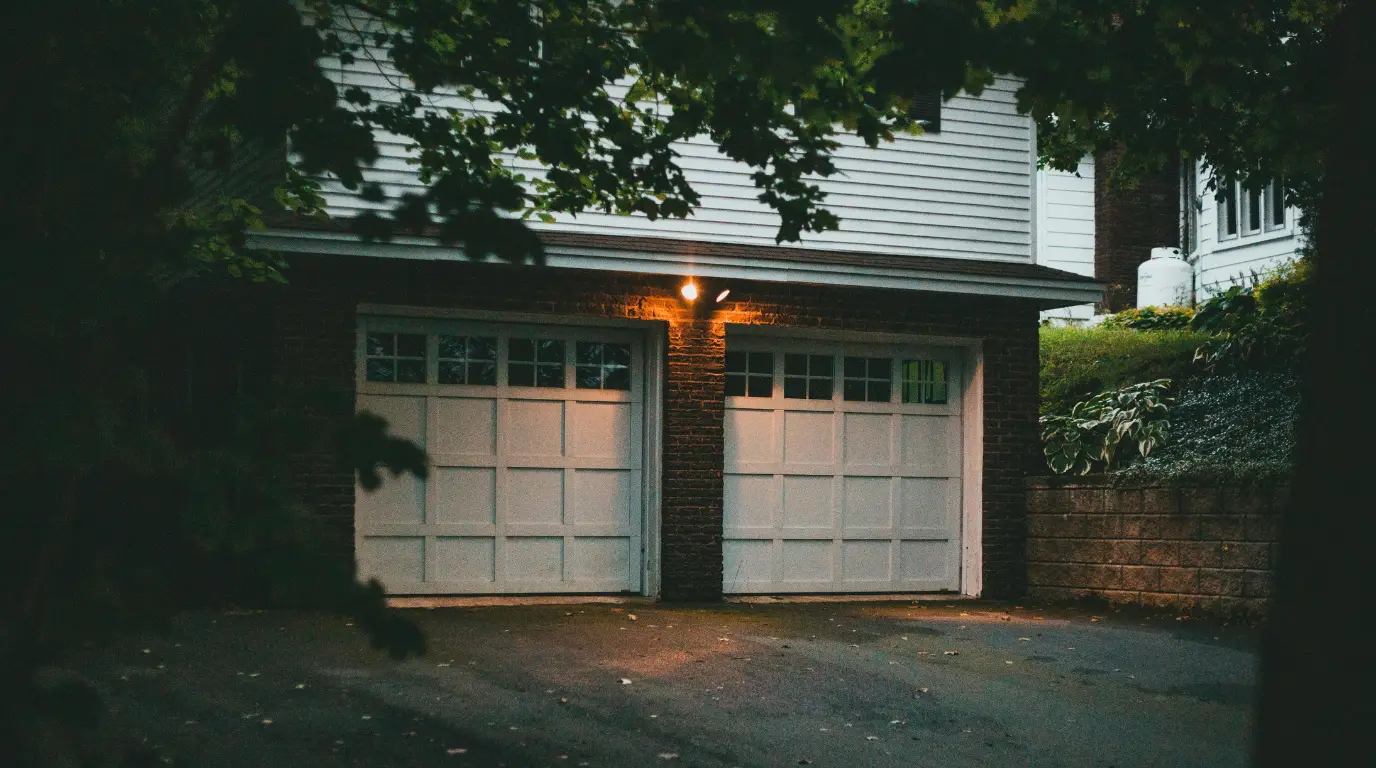Garage door repair work in progress